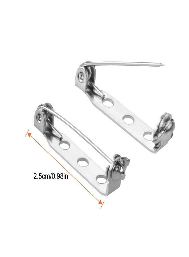 AConnet 100 Pcs Silver Tone Pin 1 Inch Corsage Pins Backs Back Clasp Brooch Bar Safety Pins Findings with 3 Holes Safety Locking for Making Corsage, Name Tags, Badges, Citation Bars, Jewelry Making by AConnet - Image 2